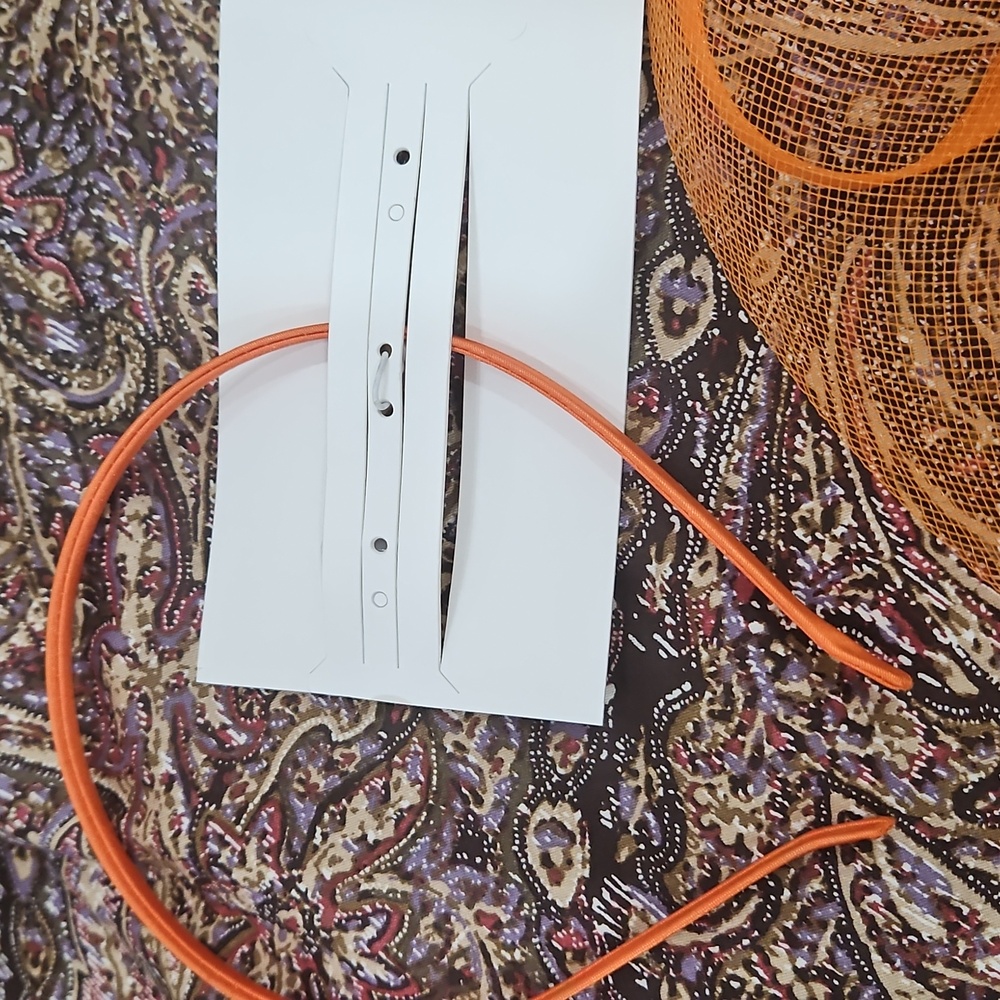 NWT ORANGE FASCINATOR Hat Headband Clip Derby Church Tea Hair Accessory - Picture 7 of 8